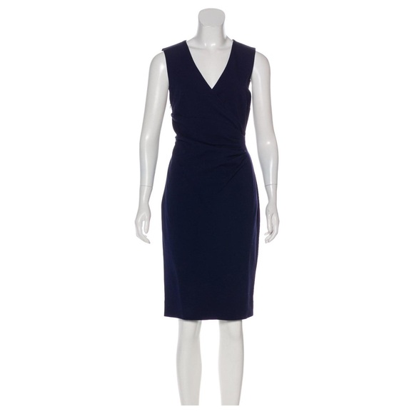 Flattering LBD DVF Diane Von Furstenburg Layne Ruched Black Sheath Dress Size 8